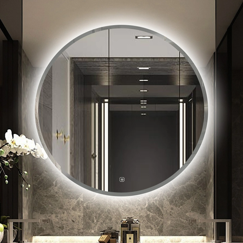 Okrúhle LED kúpeľňové zrkadlo Osvetlené LED svetlo proti zahmlievaniu Kúpeľňové inteligentné kozmetické zrkadlo, dotykový stmievateľný spínač Farba Temp Okrúhle LED zrkadlo do kúpeľne