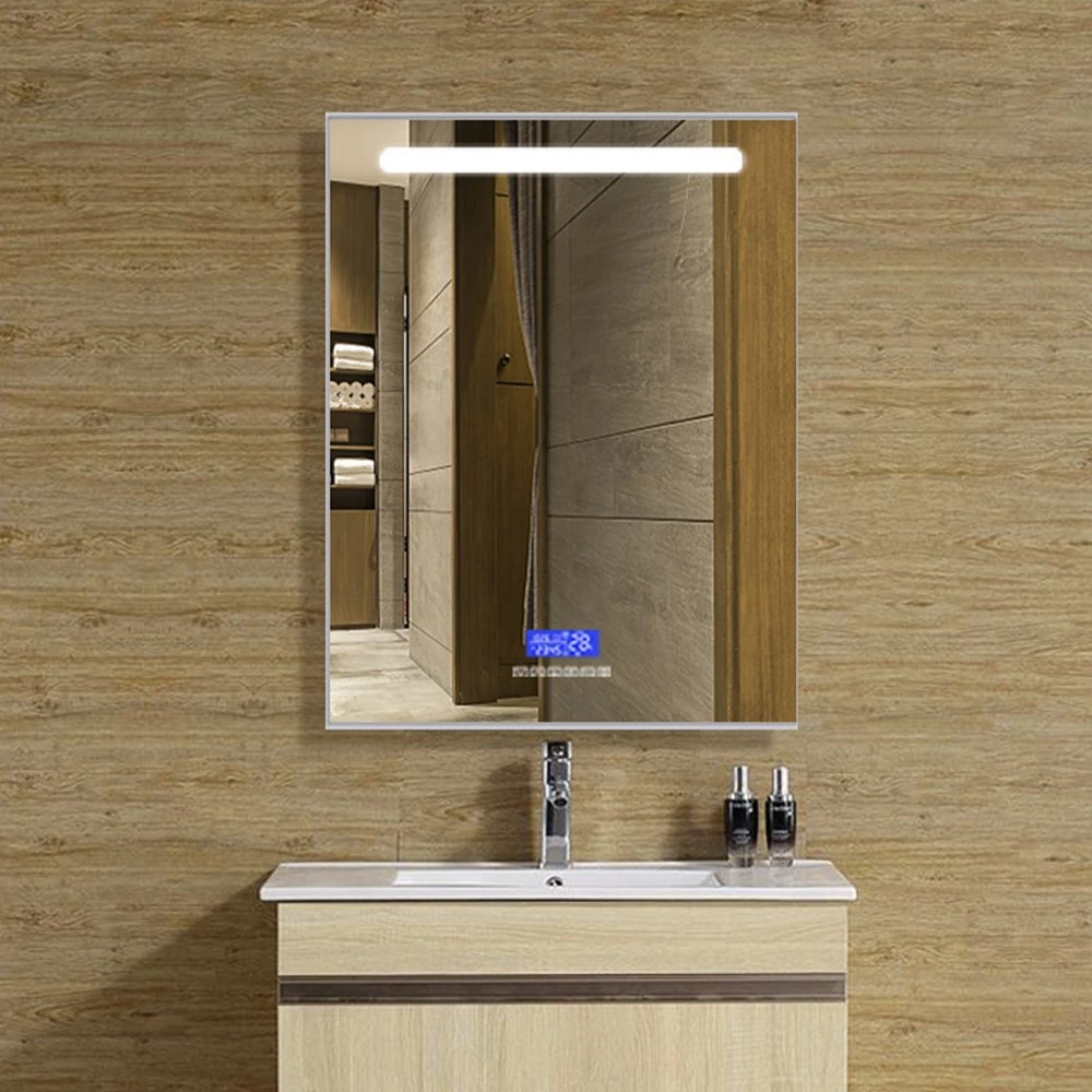 Kúpeľňové inteligentné zrkadlo LED proti zahmlievaniu s displejom teploty reproduktora Bluetooth