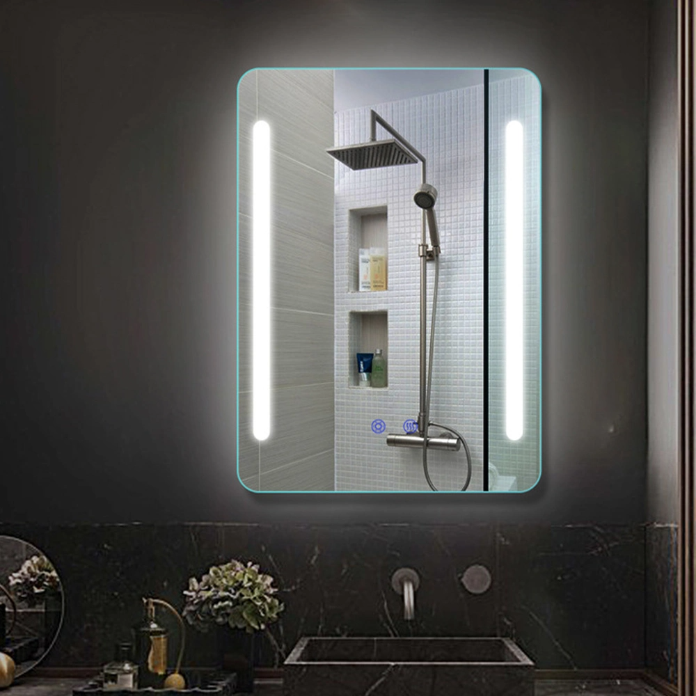 Štvorec Obdĺžnik Nástenná LED osvetlená kúpeľňa Make-up Zrkadlo Domáca dekorácia s funkciou proti zahmlievaniu Sklenené zrkadlo Smart Home