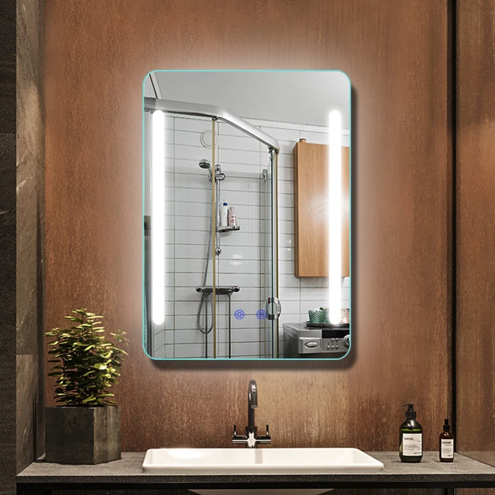 Štvorec Obdĺžnik Nástenná LED osvetlená kúpeľňa Make-up Zrkadlo Domáca dekorácia s funkciou proti zahmlievaniu Sklenené zrkadlo Smart Home