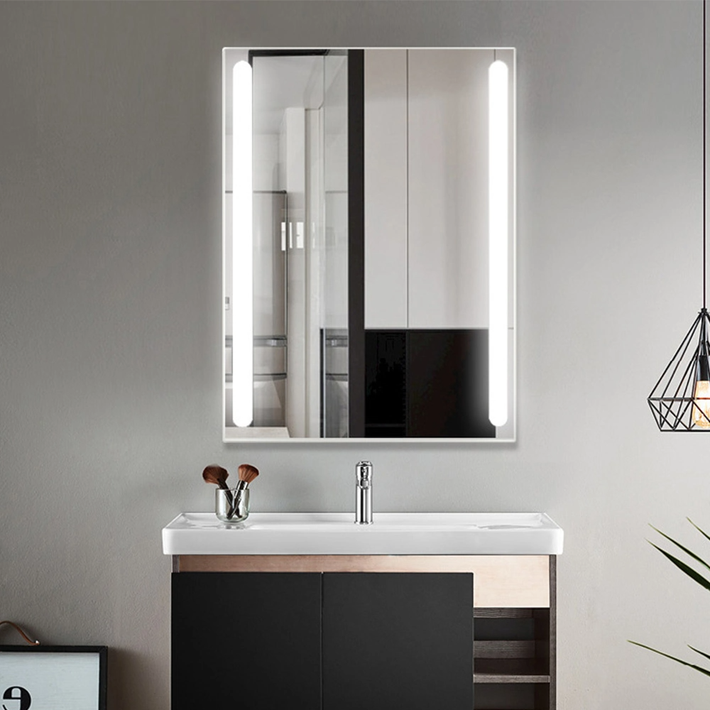 Štvorec Obdĺžnik Nástenná LED osvetlená kúpeľňa Make-up Zrkadlo Domáca dekorácia s funkciou proti zahmlievaniu Sklenené zrkadlo Smart Home