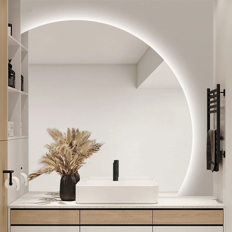 Moderné inteligentné LED zrkadlo s dotykovým ovládaním Hotel Vanity polkruhové kúpeľňové zrkadlo so svetlom