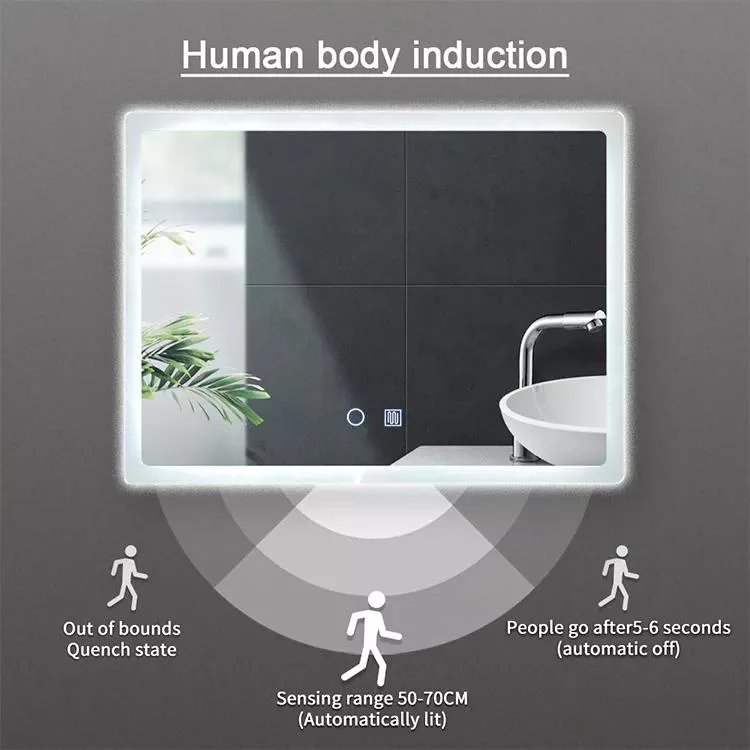 Vysoká kvalita Home Hotel Mall SPA Salón Fitness Edge Light Odhmlievanie Inteligentné nástenné obdĺžnikový tvar LED svetlo Zrkadlo do kúpeľne