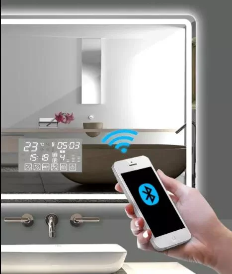 S ľahkým make-upom Dotyková obrazovka LED s vysokou čistotou hmly Smart Display Stojan do kúpeľne Zrkadlo proti zahmlievaniu
