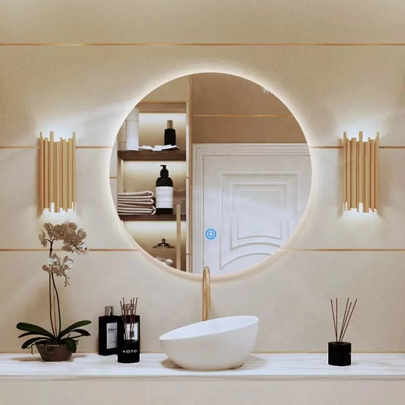 Home Bezrámové okrúhle podsvietené LED zrkadlo do kúpeľne Dekoratívne zrkadlo do kúpeľne